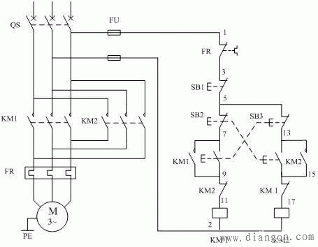 三廂異步電動機正反轉接線圖1 三廂異步電動機正反轉接線圖1
